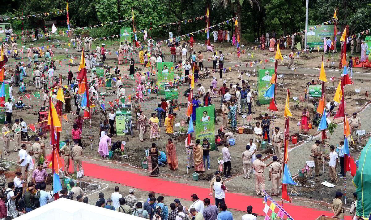 A view of mass plantation at under PM’s “Ed Ped Ma Ke Nam” drive at 25th Battalion on Thursday.